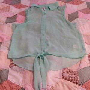 Sheer mint green tank top